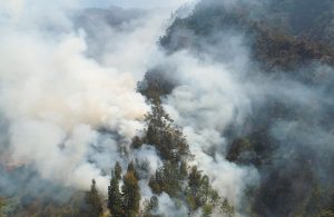 Una zona montuosa dell'Indonesia che va a fuoco