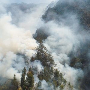 Una zona montuosa dell'Indonesia che va a fuoco