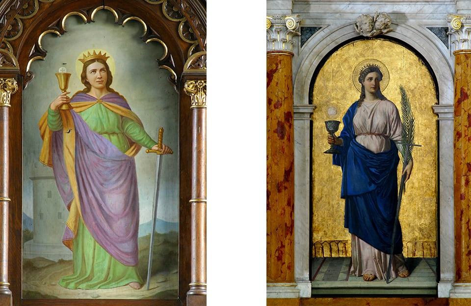 Due rappresentazione iconografiche di Santa Barbara