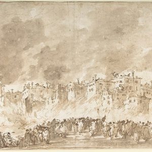 Disegno settecentesco dell'artista Francesco Guardi dedicato al grande incendio del 1789 a San Marcuola, Venezia