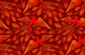 Pattern con uccelli di fuoco della tradizione slava