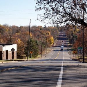 Panorama di una strada della cittadina fantasma di Centralia, in Pennsylvania, abbandonata a partire dagli anni '60