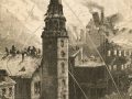 Dettaglio di un'incisione dell'epoca mostra il disperato tentativo dei pompieri di salvare la Old South Church durante l'incendio di Boston del 1872