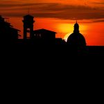 La silhouette della skyline di Firenze al tramonto