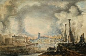“After the Great Fire of Turku”, un dipinto del 1827 del pittore Gustaf Wilhelm Finnberg mostra il panorama cittadino subito dopo il grande incendio di Turku