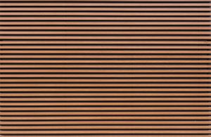 Dettaglio della struttura orizzontale e regolare di un pannello fonoassorbente in legno